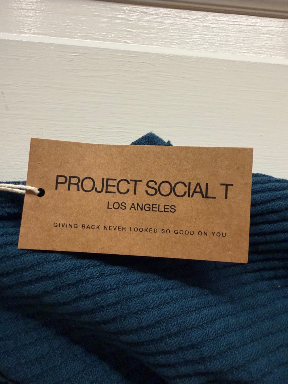 Project Social T Deep Teal Ribbed V-Neck Ruched Tank - Picture 2 of 7